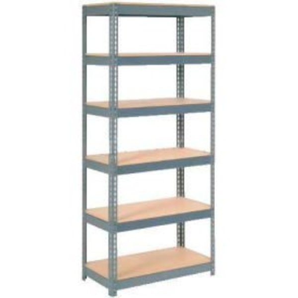 Global Equipment Extra Heavy Duty Shelving 36"W x 12"D x 96"H With 6 Shelves, Wood Deck, Gry 717367